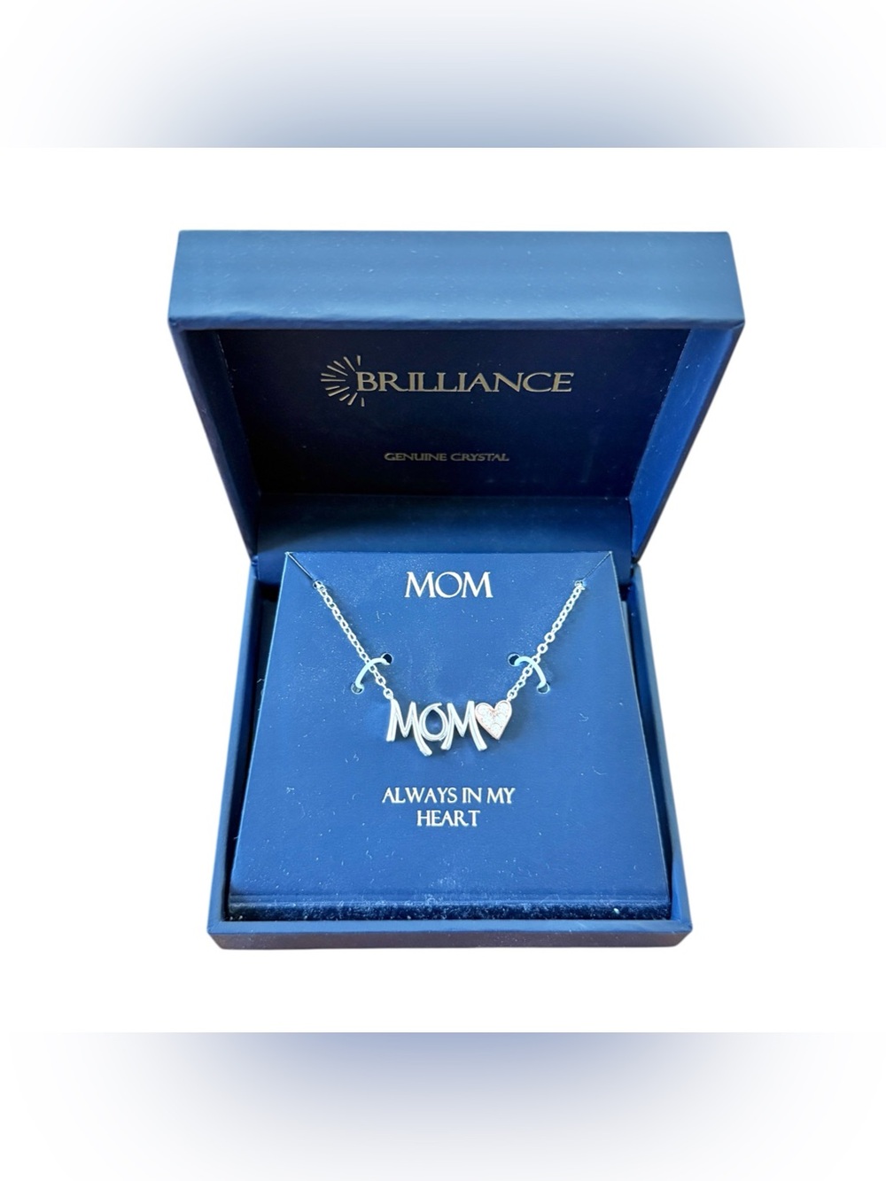 Brilliance Kohl’s Mom Genuine Crystal Silver Plated Necklace Gift Box NWT